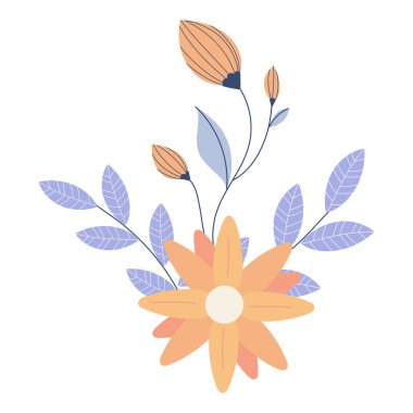 Beyaz rengin üzerine el çizimi bahar çiçeği çizimi