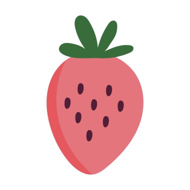 Beyaz üzerine izole edilmiş çilek taze meyve ikonu