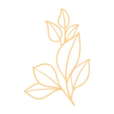 Elle çizilmiş altın yapraklar beyaz üzerine izole edilmiş.