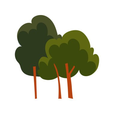 El çizimi ağaçlar beyaz bir resimde izole edilmiş.