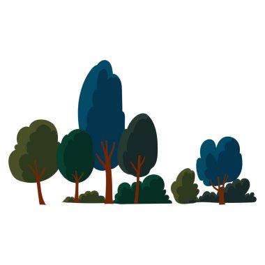 El çizimi ağaçlar beyaza izole edilmiş.