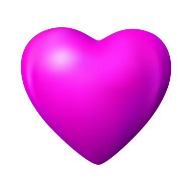 Gerçekçi 3D kalp aşkı beyaz arka planda izole edilmiş bir illüstrasyon