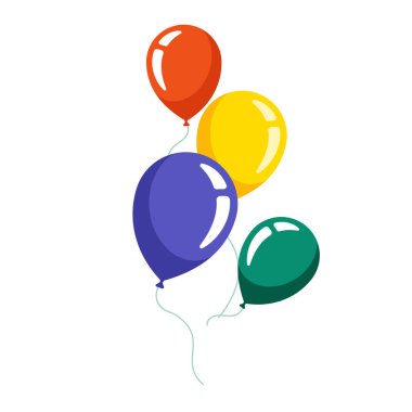 Beyaz arkaplanda renkli balonlar dekorasyon sanatı