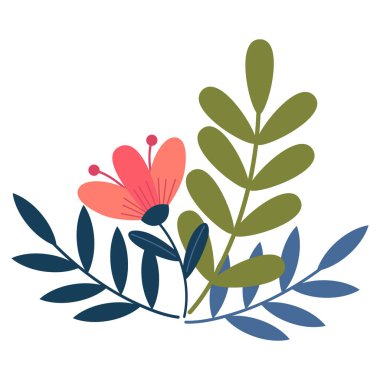 Beyaz arkaplanda el çizimi bahar çiçeği tasarımı