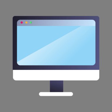 Bilgisayar monitörü simgesi düz arkaplanda izole edildi