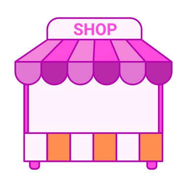 Dükkan veya mağaza simgeleri beyaz üzerine izole Clipart