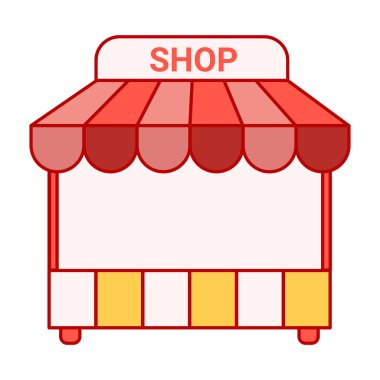 Dükkan veya mağaza simgeleri beyaz üzerine izole Clipart