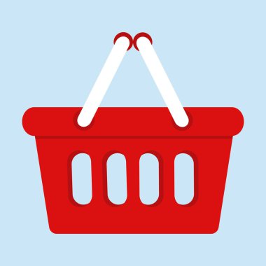 Alışveriş sepeti simgesi mavi arkaplanda izole edilmiş
