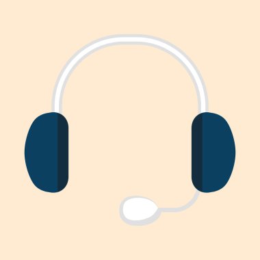 Illustration of headphones icon on yellow background clipart