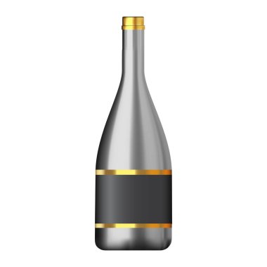 Beyaz üzerinde gerçekçi renkli bir şampanya şişesi.