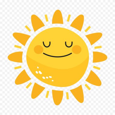 Beyaz arkaplanda el çizimi sevimli güneş çizimi