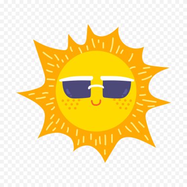 Beyaz arkaplanda el çizimi sevimli güneş çizimi