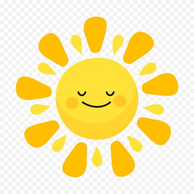 Beyaz arkaplanda el çizimi sevimli güneş çizimi