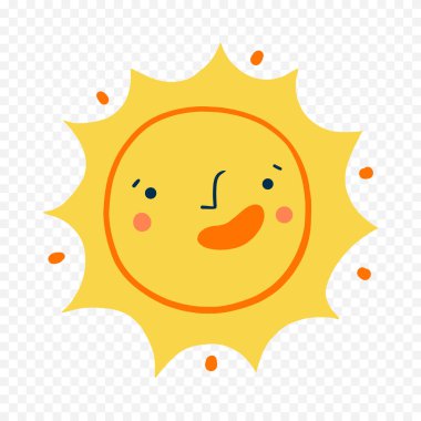 Beyaz arkaplanda el çizimi sevimli güneş çizimi