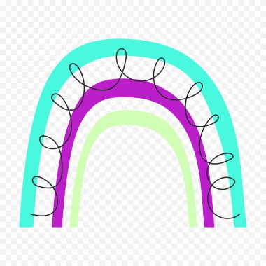El çizimi gökkuşağı elementi. Boho gökkuşağı eli çizimi