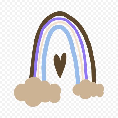 El çizimi gökkuşağı elementi. Boho gökkuşağı eli çizimi