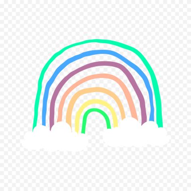 El çizimi gökkuşağı elementi. Boho gökkuşağı eli çizimi