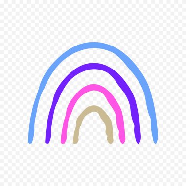 El çizimi gökkuşağı elementi. Boho gökkuşağı eli çizimi