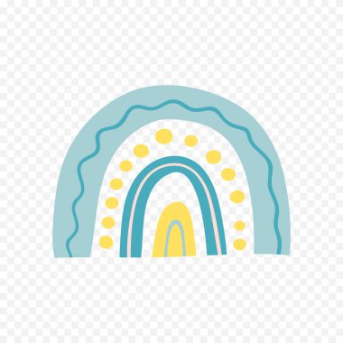 El çizimi gökkuşağı elementi. Boho gökkuşağı eli çizimi