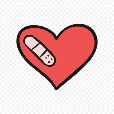 Karalama elle çizilmiş kalp beyaz arkaplan üzerine