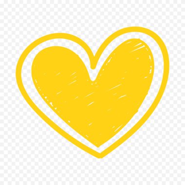 Karalama elle çizilmiş kalp beyaz arkaplan üzerine