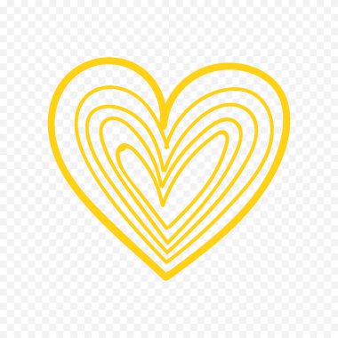 Karalama elle çizilmiş kalp beyaz arkaplan üzerine