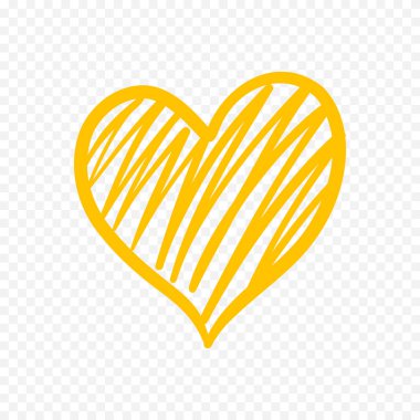 Karalama elle çizilmiş kalp beyaz arkaplan üzerine