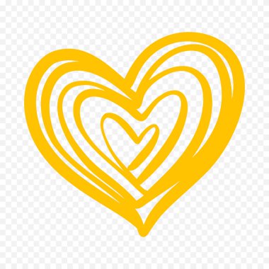 Karalama elle çizilmiş kalp beyaz arkaplan üzerine