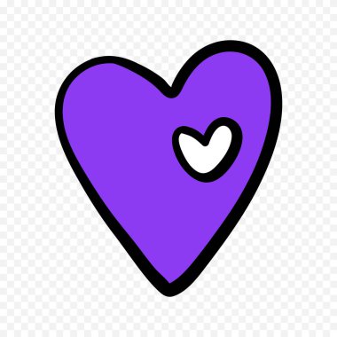 Beyaz arka planda elle çizilmiş kalp. Sevgililer Günü vektör elementleri aşkı şekillendirir.