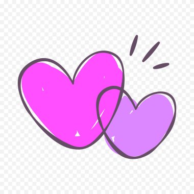 Doodle Hearts el çizimi aşk kalpleri vektör çizimi