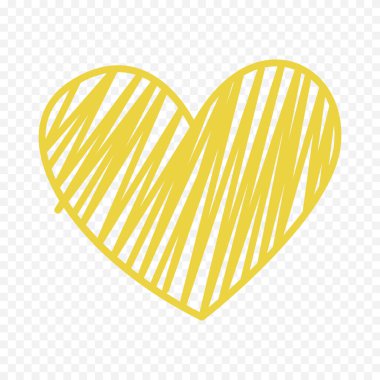 Karalama elle çizilmiş kalp beyaz arkaplan üzerine