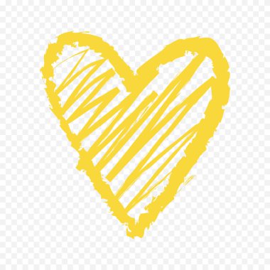 Karalama elle çizilmiş kalp beyaz arkaplan üzerine