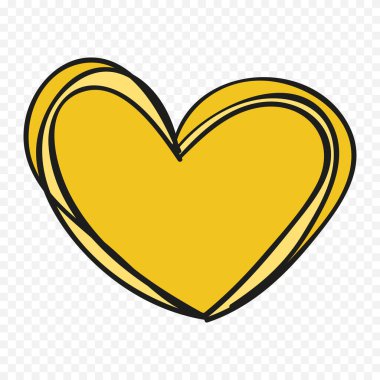 Karalama elle çizilmiş kalp beyaz arkaplan üzerine