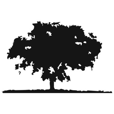 Elle çizilmiş ağaç siluet beyaz arka plan üzerinde