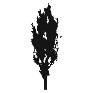 Elle çizilmiş ağaç siluet beyaz arka plan üzerinde