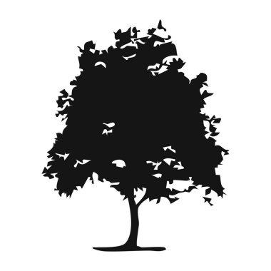 Elle çizilmiş ağaç siluet beyaz arka plan üzerinde
