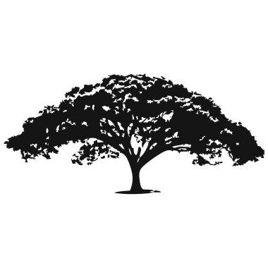 Elle çizilmiş ağaç siluet beyaz arka plan üzerinde