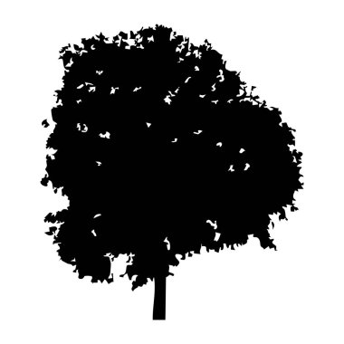 Elle çizilmiş ağaç siluet beyaz arka plan üzerinde