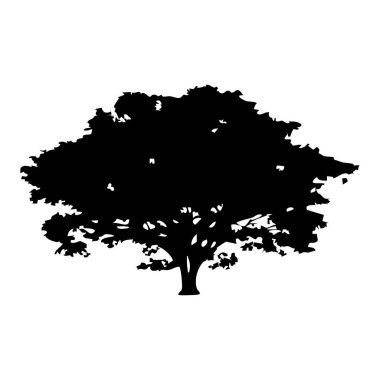 Elle çizilmiş ağaç siluet beyaz arka plan üzerinde