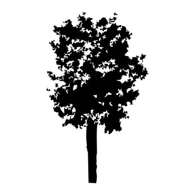 Elle çizilmiş ağaç siluet beyaz arka plan üzerinde