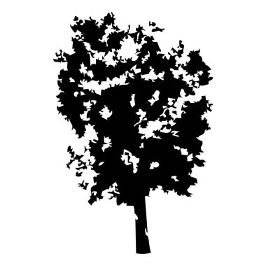 Elle çizilmiş ağaç siluet beyaz arka plan üzerinde