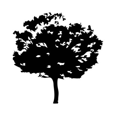Elle çizilmiş ağaç siluet beyaz arka plan üzerinde