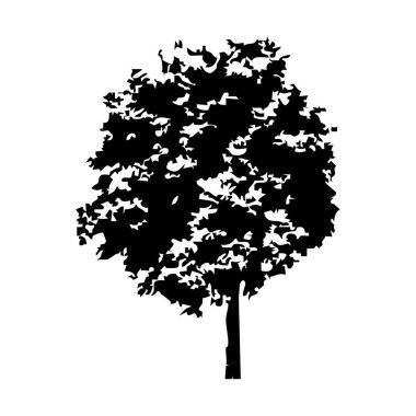 Elle çizilmiş ağaç siluet beyaz arka plan üzerinde
