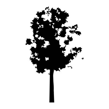 Elle çizilmiş ağaç siluet beyaz arka plan üzerinde