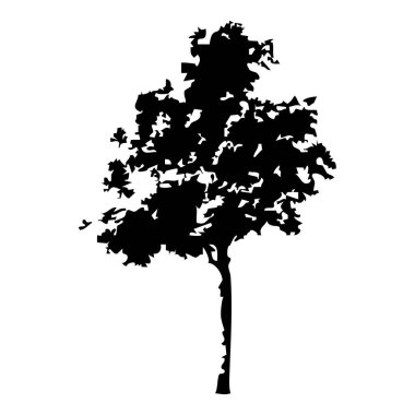 Elle çizilmiş ağaç siluet beyaz arka plan üzerinde