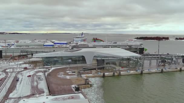 Helsinki Finnland Februar 2022 Luftaufnahme Des Westlichen Terminals Helsinki Finnland — Stockvideo