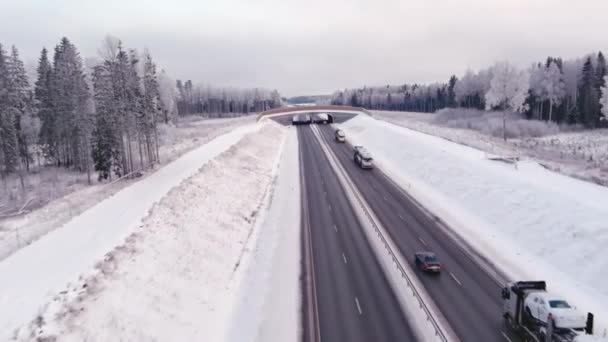 Tallinn Észtország Február 2022 Drone Shot Highway Estonia Cold Telintertime — Stock videók