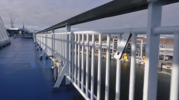 Tallinn Estonia October 2021 Closeup Shot Railing Cruise Ship Tallinn — Video Stock