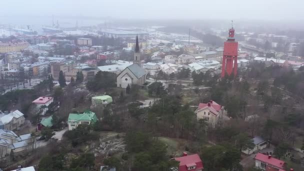 Finsko Leden 2021 Krásný Letecký Snímek Městské Krajiny Hanku Finsko — Stock video