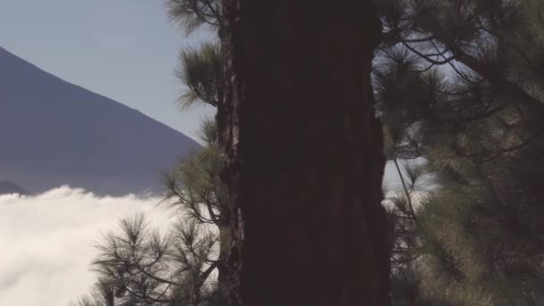 Widok Krajobrazu Góry Teide Teneryfie Hiszpania Tiede Wih Wulkan Chmury — Wideo stockowe